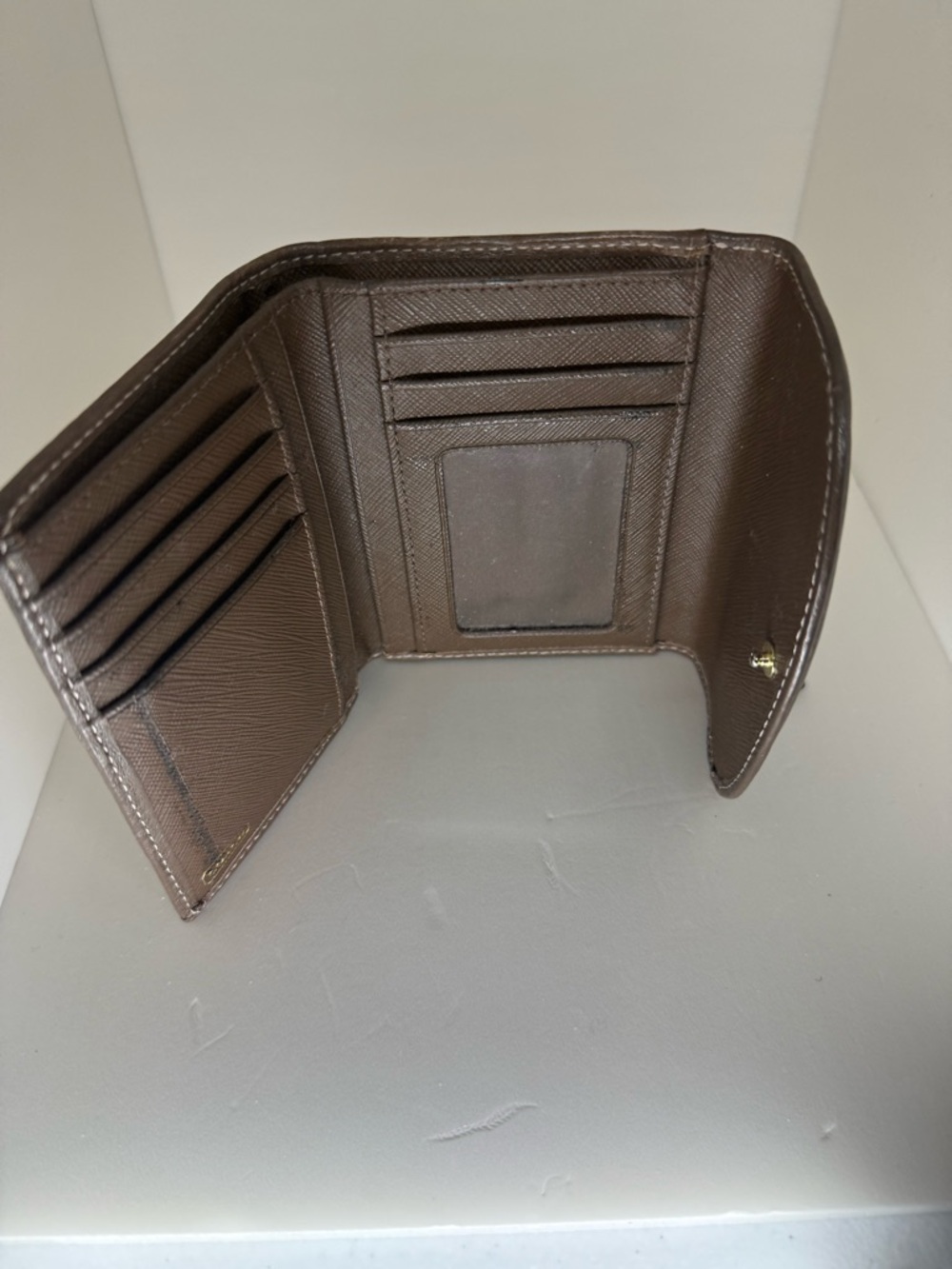 Classic Brown Women’s Coach Trifold Wallet with ID Window